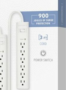 Insignia™ - 6 Outlet 900 Joules Surge Protector (2 Pack) - White