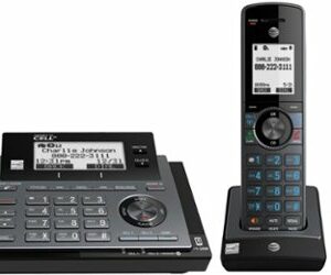 AT&T - CLP99387 Connect to Cell DECT 6.0 Expandable Cordless Phone System with Digital Answering System and Smart Call Blocker - Metallic Blue