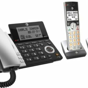 AT&T - 2 Handset Corded/Cordless Answering System with Smart Call Blocker - Silver/Black