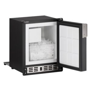 U-Line - Marine Series 15.1" 22.9-Lb. Freestanding Icemaker - Solid black