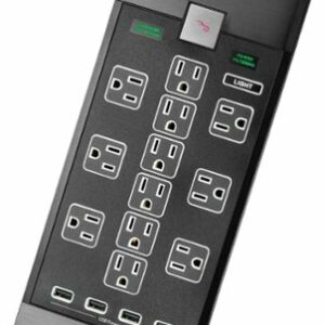 Rocketfish™ - Premium 12 Outlet/8 USB 5280 Joules Surge Protector Strip - Black