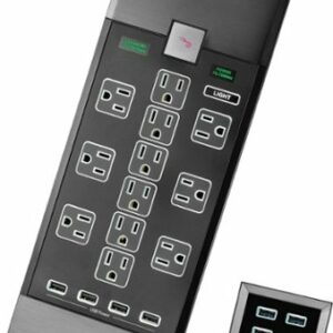 Rocketfish™ - Premium 12 Outlet/8 USB 5280 Joules Surge Protector Strip - Black