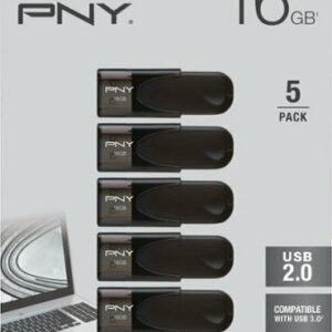 PNY - 16GB Attaché 4 Type A USB 2.0 Flash Drive 5-Pack - Black