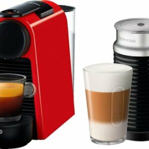 Nespresso - Essenza Mini  Espresso Machine by De'Longhi with Aeroccino Milk Frother - Ruby Red