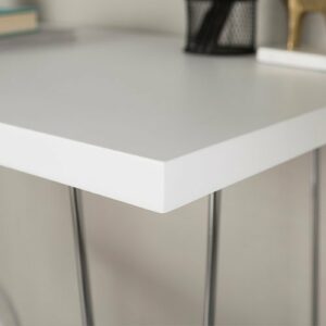 Walker Edison - Modern Chrome Computer Desk - White