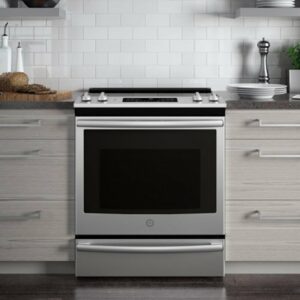 GE - 5.3 Cu. Ft. Slide-In Electric Convection Range - Stainless Steel