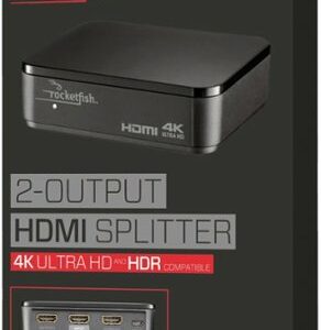 Rocketfish™ - 2-Output HDMI Splitter with 4K at 60Hz and HDR Pass-Through - Black