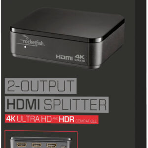 Rocketfish™ - 2-Output HDMI Splitter with 4K at 60Hz and HDR Pass-Through - Black