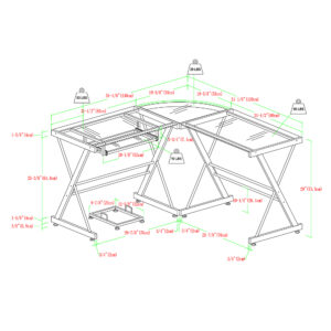 Walker Edison - 52" L-Shaped Modern Glass Corner Computer Desk - Silver