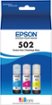 Epson - EcoTank 502 3-Pack Ink Bottles - Cyan/Magenta/Yellow