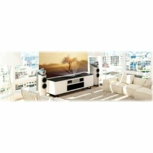 Salamander Designs - Miami A/V Cabinet for Sony VZ1000ES Ultra-Short Throw Projector - Gloss-White/Black