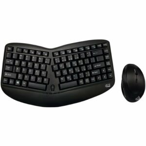 Adesso - Tru-Form Media WKB-1150CB Ergonomic Wireless Membrane Optical Keyboard and Mouse - Black