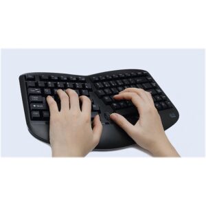 Adesso - Tru-Form Media WKB-1150CB Ergonomic Wireless Membrane Optical Keyboard and Mouse - Black