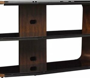 Twin Star Home - TV Stand for TVs up to 60” with Black Glass - Meridian Cherry