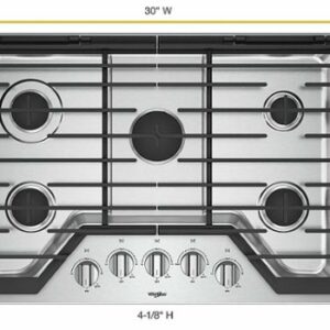 Whirlpool - 30" Gas Cooktop - Stainless Steel