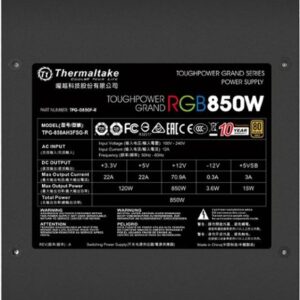 Thermaltake - ToughPower Grand RGB 850W ATX12V 2.4/EPS12V 2.92 80 Plus Gold Modular Power Supply - Black