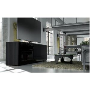 Salamander Designs - Chameleon TV Cabinet for Most TVs Up to 90" - Black Oak/Black Glass/Smoked Glass