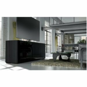 Salamander Designs - Chameleon TV Cabinet for Most TVs Up to 90" - Black Oak/Black Glass/Smoked Glass