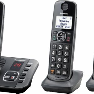 Panasonic - KX-TGE633M DECT 6.0 Expandable Cordless Phone System with Digital Answering System - Metallic Black