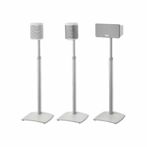 Sanus - 30" to 42" Adjustable Height Speaker Stand for Sonos One, Sonos One SL, PLAY:1 and PLAY:3 Speakers - White