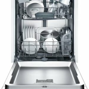 Bosch - 100 Series 24" Front Control Built-In Hybrid Stainless Steel Tub Dishwasher with PureDry, 50 dBA - White