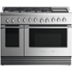 Fisher & Paykel - 6.9 Cu. Ft. Self-Cleaning Freestanding Double Oven Dual Fuel Convection Range - Stainless Steel