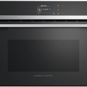 Fisher & Paykel - Contemporary24" Built-In Single Electric Convection Wall Oven - Black Reflective Glass with Polished Metal Trim