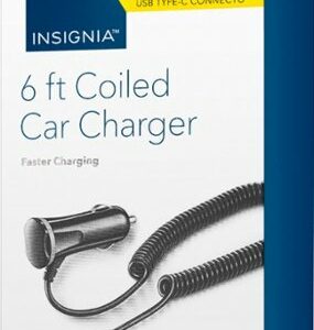 Insignia™ - 15W USB-C Port Vehicle Charger with 6ft coiled cable - Black