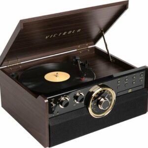 Victrola - Empire Bluetooth 6-in-1 Record Player - Gold/Brown/Black