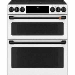 Café - 6.7 Cu. Ft. Slide-In Double Oven Electric True Convection Range with Built-In Wi-Fi, Customizable - Matte White