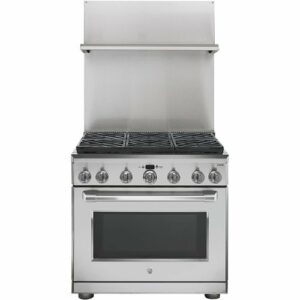 GE - 36" Professional 30"-36" Adjustable Height Backsplash with Shelf - Silver