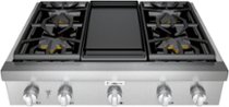 Thermador - Professional 36" Built-In Gas Cooktop with 4 Pedestal Star Burners and Griddle - Silver