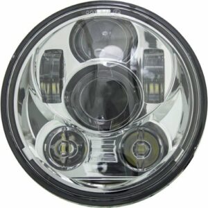 Heise - 5.6" 8-LED Round Motorcycle Headlight - Silver