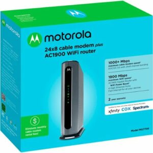 Motorola - MG7700 24x8 DOCSIS 3.0 Cable Modem + AC1900 Router - Black