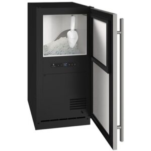 U-Line - 15" Nugget Ice Machine ADA Series Reversible Hinge in Stainless Solid with Pump - Silver