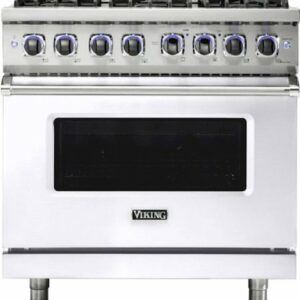 Viking - Freestanding 7 Series Dual Fuel Self-Clean 36"W Range - White