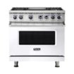 Viking - Freestanding 7 Series Dual Fuel Self-Clean 36"W Range - White