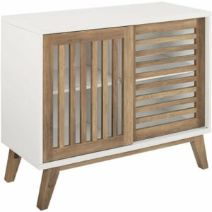 Walker Edison - 36" Sliding Slat Door Accent Console - White