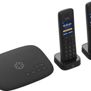 Ooma - Telo Air 2 Internet Home Phone Service with 2 Cordless Handsets - Black