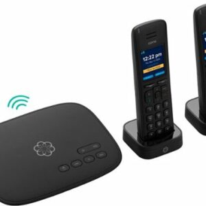 Ooma - Telo Air 2 Internet Home Phone Service with 2 Cordless Handsets - Black