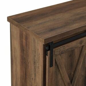 Walker Edison - Rustic Farmhouse Sliding Door Buffet Cabinet - Rustic Oak