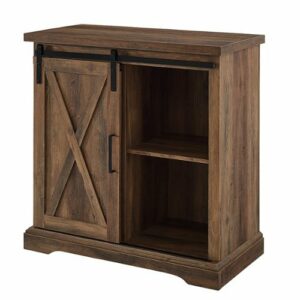 Walker Edison - Rustic Farmhouse Sliding Door Buffet Cabinet - Rustic Oak