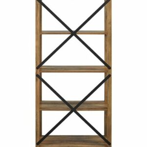 Walker Edison - 64" Farmhouse 4-Shelf Bookcase - Rustic Oak