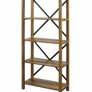 Walker Edison - 64" Farmhouse 4-Shelf Bookcase - Rustic Oak