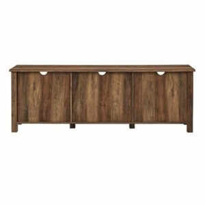 Walker Edison - 70" Farmhouse Glass Door TV Stand Console for Most TVs Up to 80" - Rustic Oak