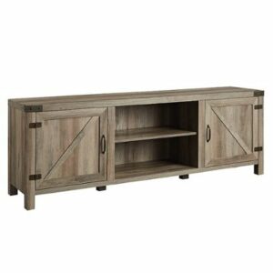 Walker Edison - 70" Modern Farmhouse Barn Door TV Stand for most TVs up to 80" - Grey Wash