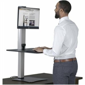 Victor - Electric Height Adjustable Standing Desk Riser Workstation - Black, Aluminum