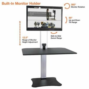 Victor - Electric Height Adjustable Standing Desk Riser Workstation - Black, Aluminum