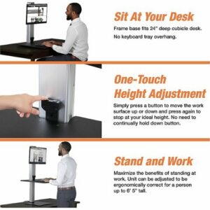 Victor - Electric Height Adjustable Standing Desk Riser Workstation - Black, Aluminum