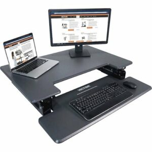 Victor - Adjustable Standing Desk Convertor with Keyboard Tray - Charcoal Gray And Black